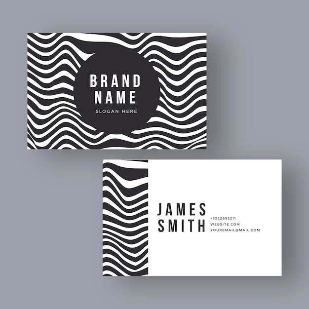 Business card with distorted lines