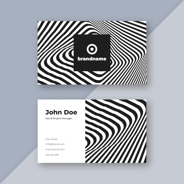 Business card with distorted lines