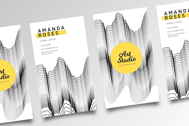 Free vector business card with distorted lines