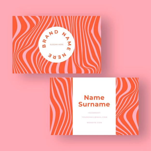 Business card with distorted lines