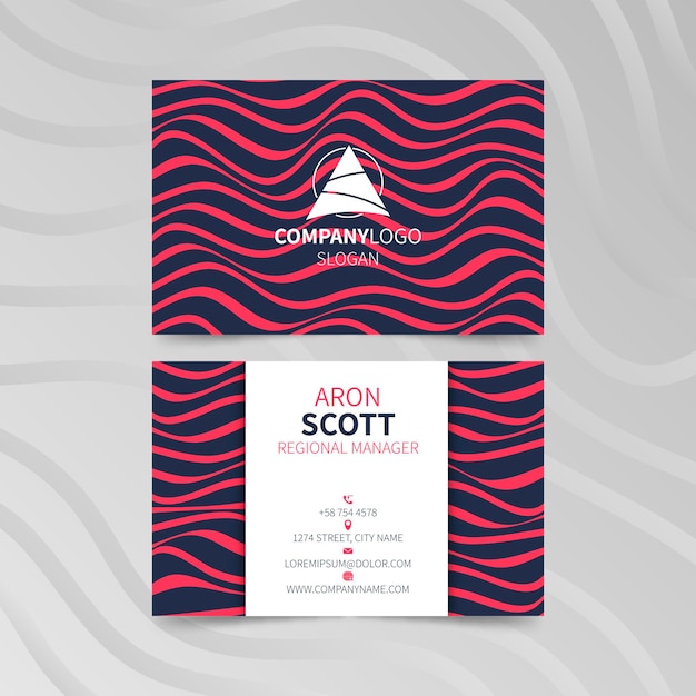 Business card with distorted lines