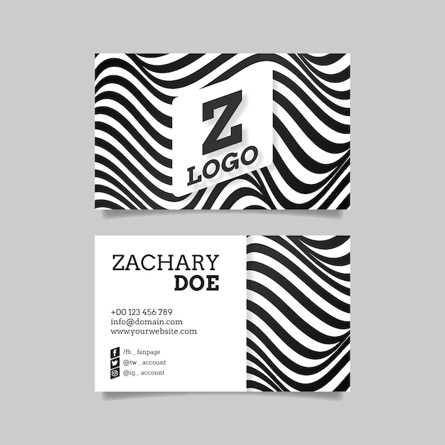 Business card with distorted lines