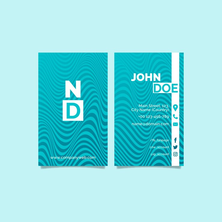 Free Vector business card with distorted lines
