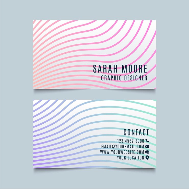 Free Vector business card with distorted lines