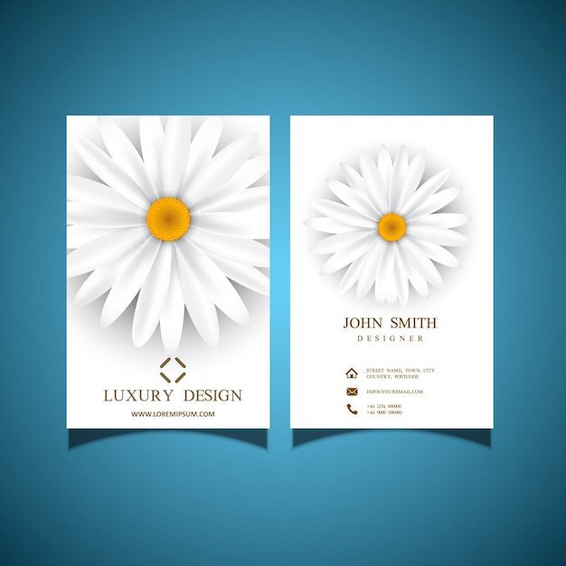 Free vector business card with elegant flower design