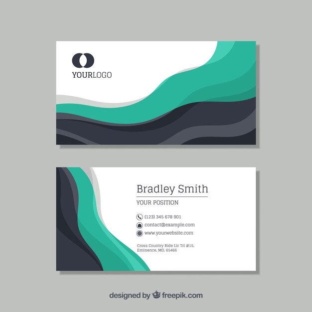 Business card with flat waves