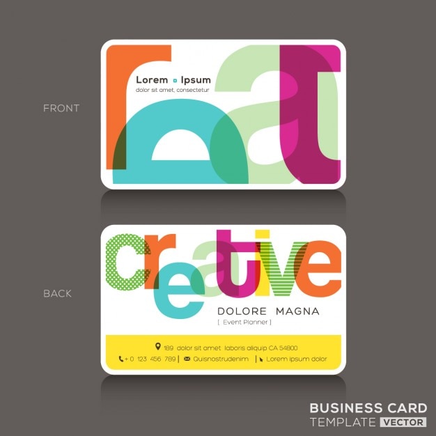 Free vector business card with funny typography