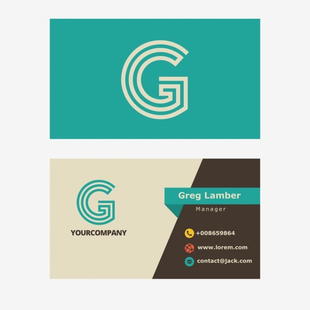 Free vector business card with g letter