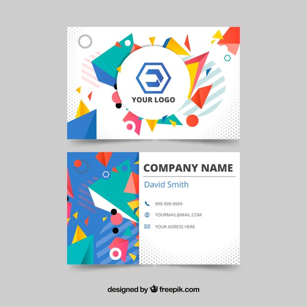 Business card with geometric shapes