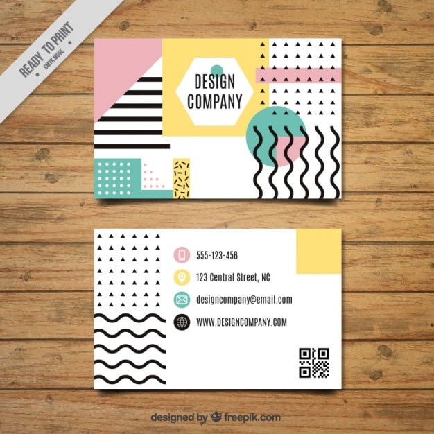 Free vector business card with geometry design