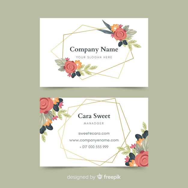 Business card with golden lines template