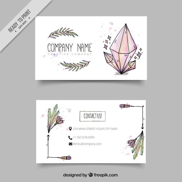 Business card with hand drawn boho elements 