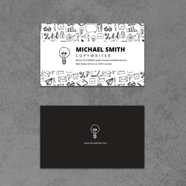 Business card with a hand drawn bulb