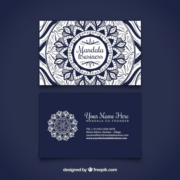 Business card with hand drawn mandala