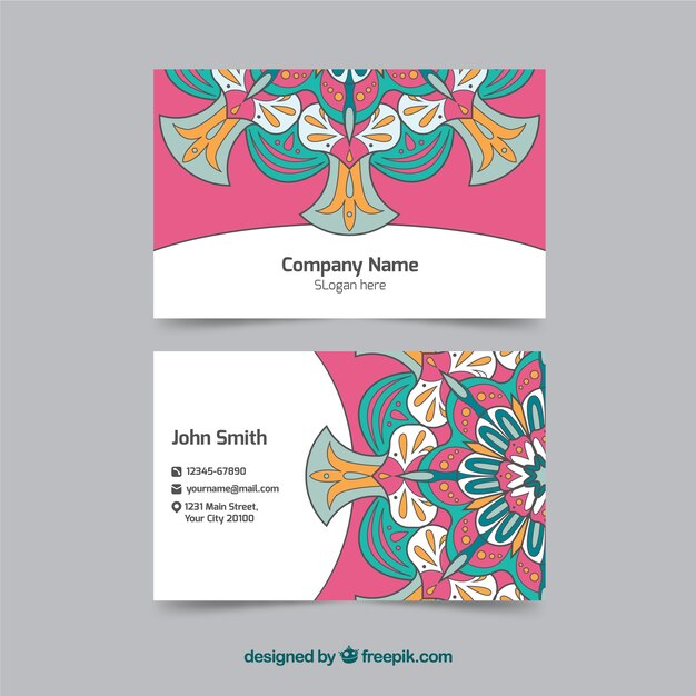 Business card with hand drawn mandalas 