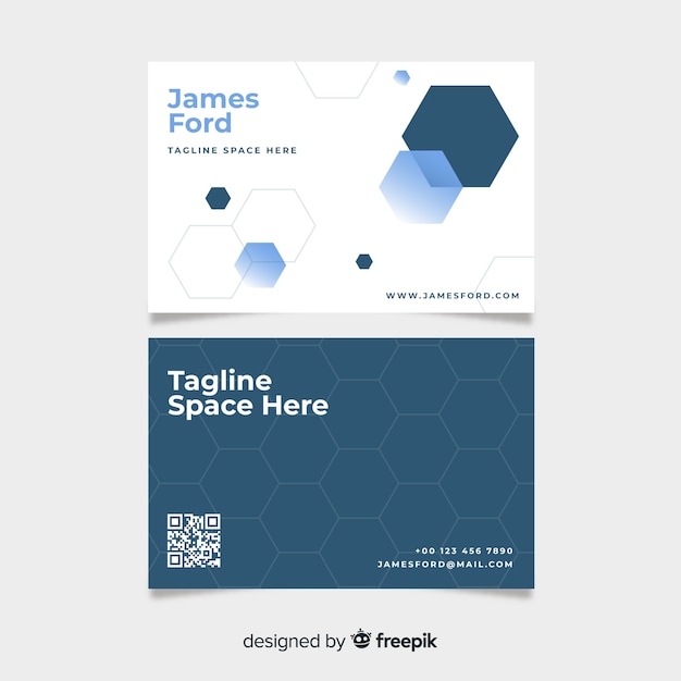 Free vector business card with honeycombs design