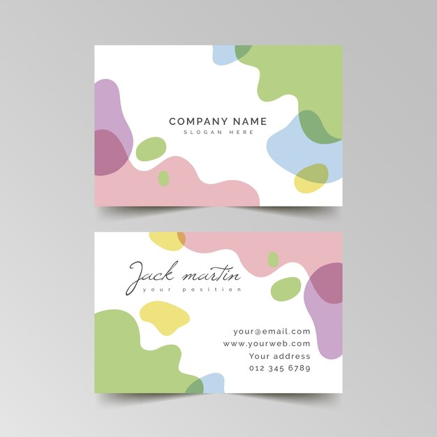 Business card with information and pastel colours