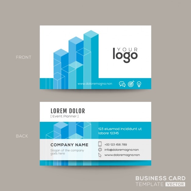 Free vector business card with isometric shapes