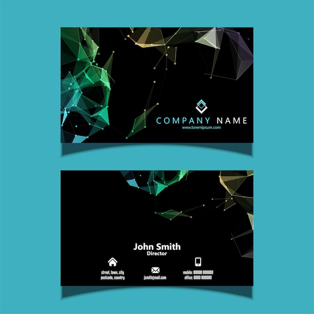 Free vector business card with a low poly design