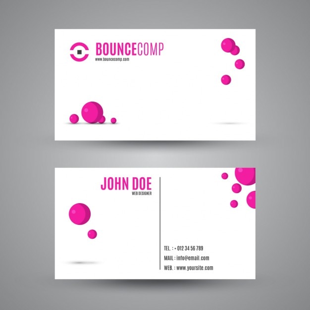 Free vector business card with magenta spheres