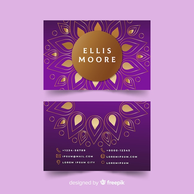 Free vector business card with mandala concept