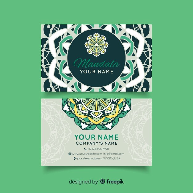 Free vector business card with mandala concept