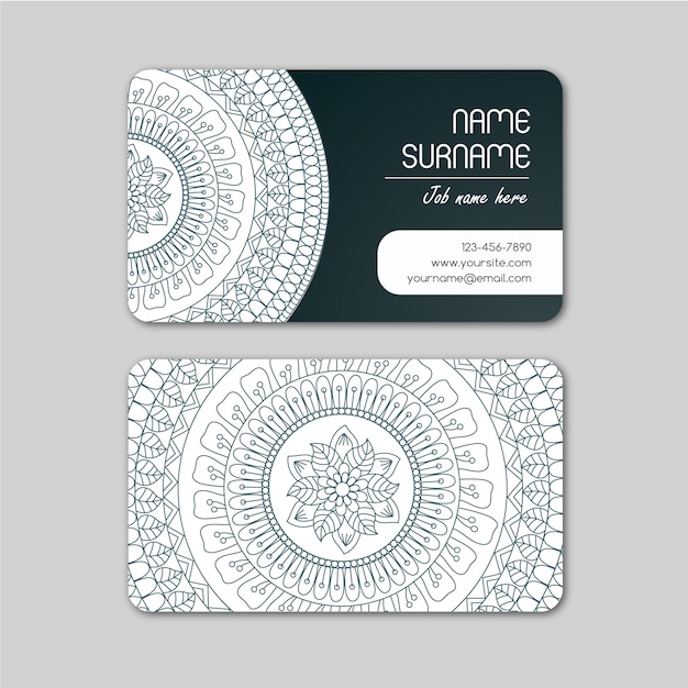 Free vector business card with mandala design