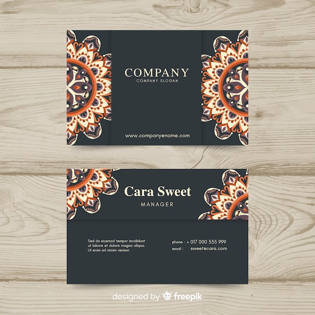 Business card with mandala design