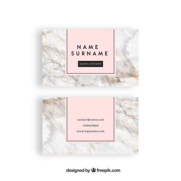 Business card with marble texture 