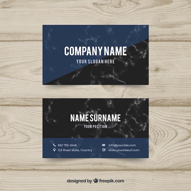 Business card with marble texture