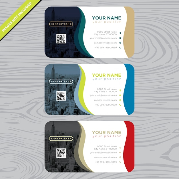 Business card with multicolor waves