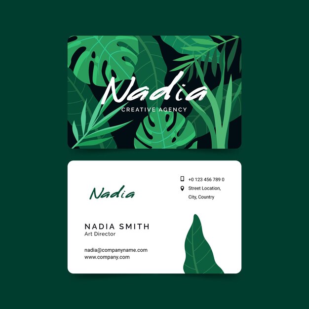 Business card with natural motifs