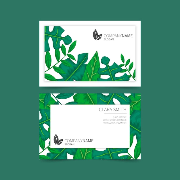 Free vector business card with natural motifs
