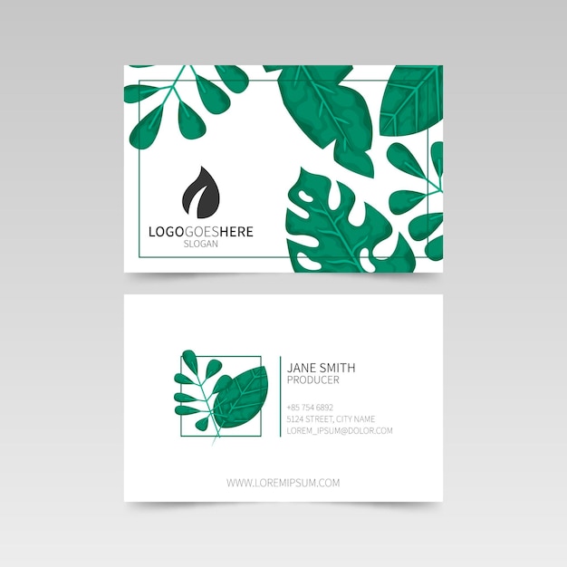 Business card with natural motifs