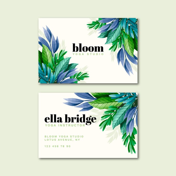 Free Vector business card with natural motifs