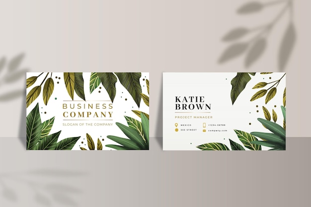 Free vector business card with natural motifs