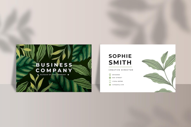 Free Vector business card with natural motifs