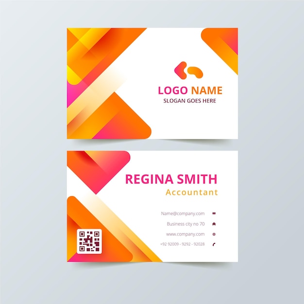 Business card with orange abstract shapes