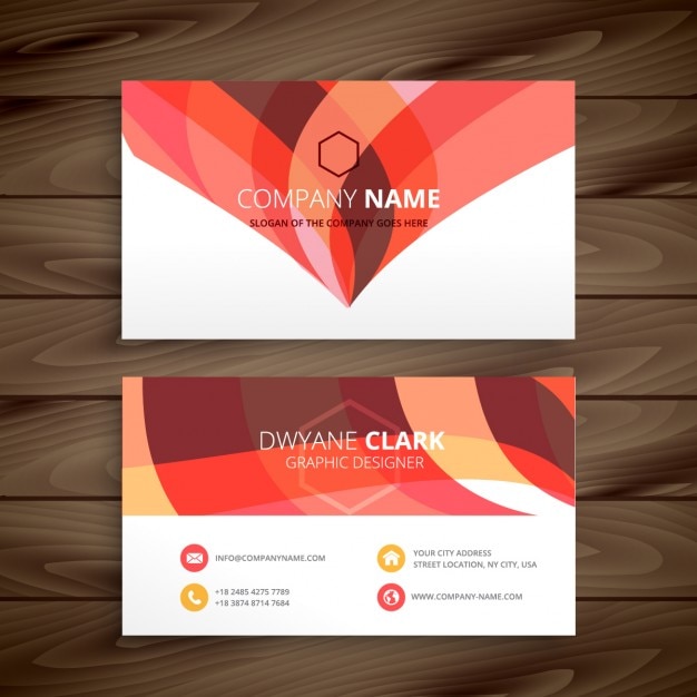 Free vector business card with orange shapes