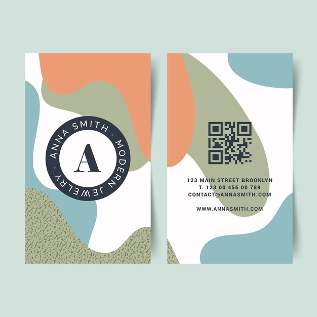 Business card with pastel-colored stains