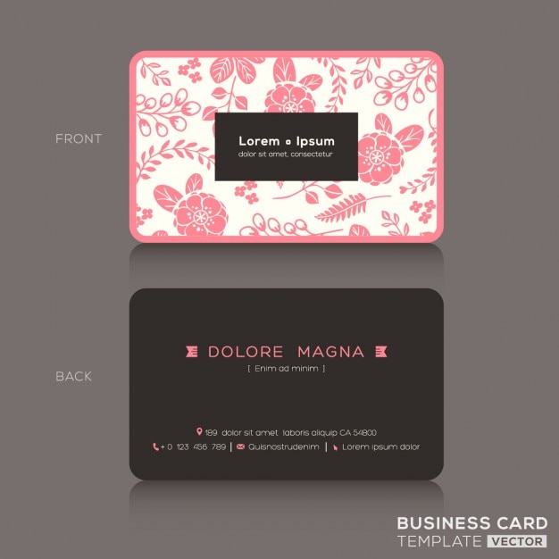 Business card with pink flowers