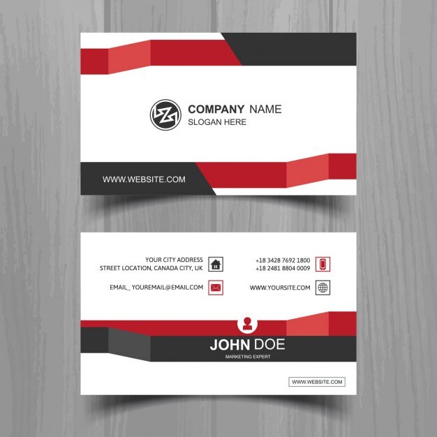  business card with stripes in flat design