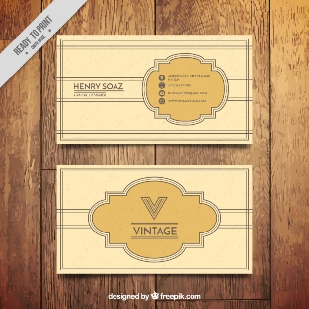 Free vector business card with vintage decoration