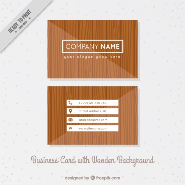 Free vector business card with wooden background