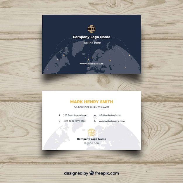 Free vector business card with world globe