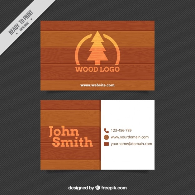 Business card of wood texture