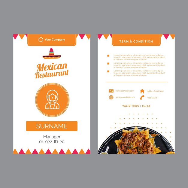Визитки для мексиканского ресторана