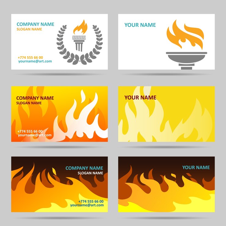 Free Vector business cards with fire