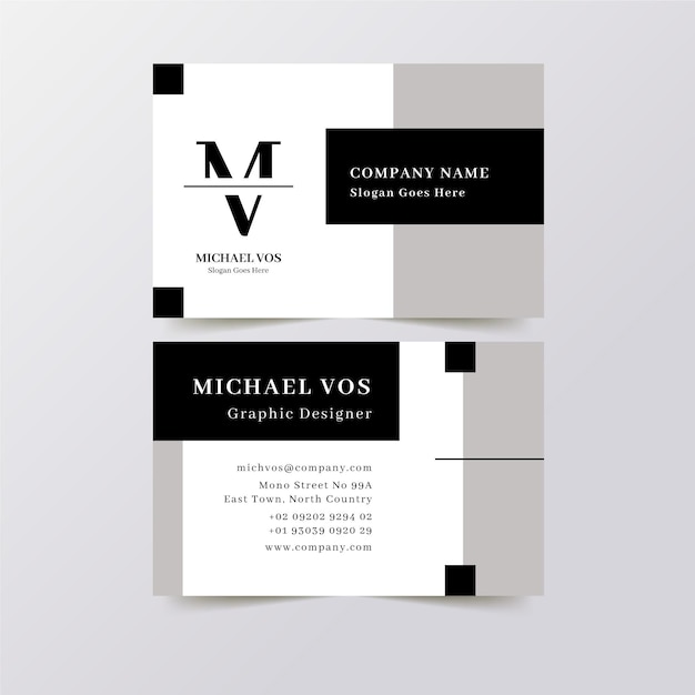 Free vector business cards with monochrome template