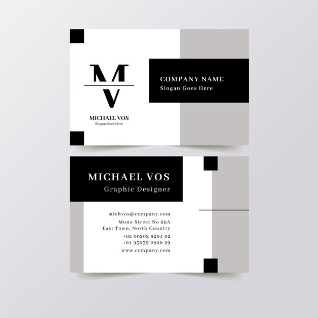 Business cards with monochrome template